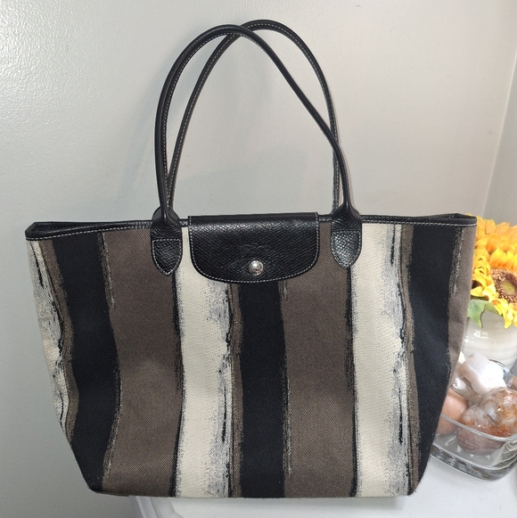 Longchamp Handbags - Longchamp Le Pliage Ombre Canvas and Leather Tote Bag Like NEW